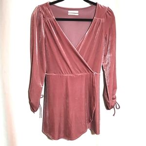 Urban Outfitters Rose Velvet Women's Faux Wrap Romper Skort Dress Medium